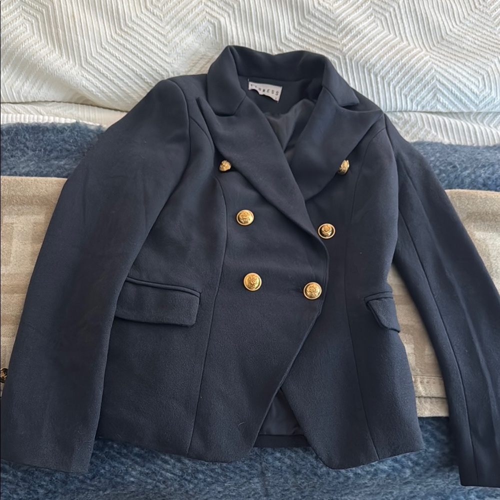 Lioness Blue and Gold Blazer Structured Suit Jacket